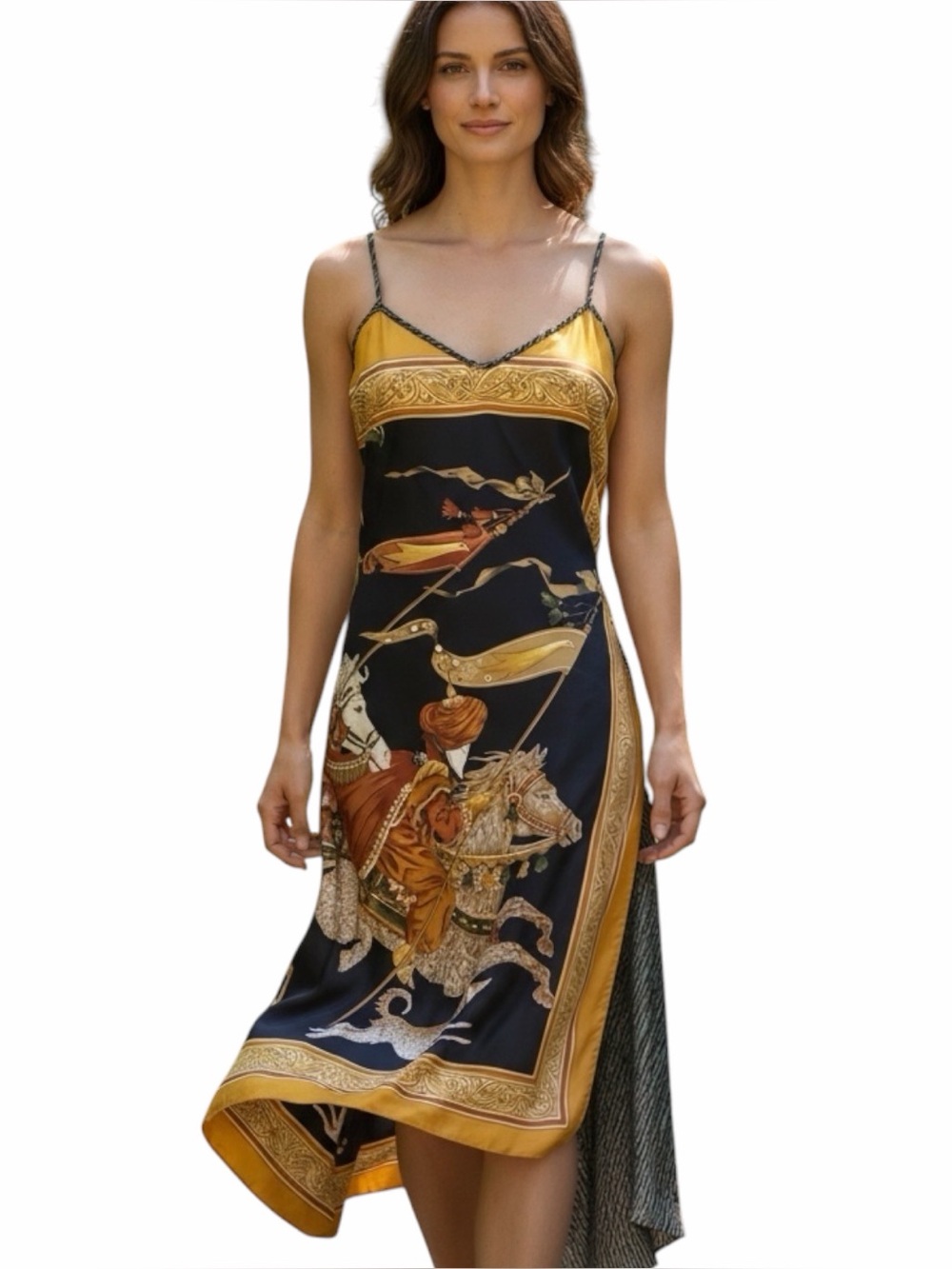 NEW Cynthia Rose Silk Salvatore Ferragamo Sleeveless Scarf Dress size Small
